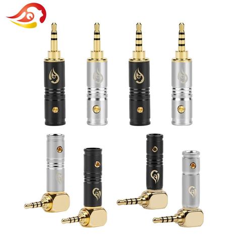 QYFANG 2.5mm Earphone Bend/Straight Plug Audio Jack 3/4 Poles Adapter HiFi Headphone 90 Degree Gold Plated Solder Wire Connector ► Photo 1/6