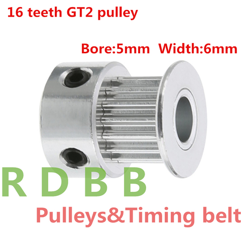 16 Teeth 2GT Timing Pulley Bore=5mm Fit Width=6mm 2GT Timing Belt 3D Printer Parts 16T 16Teeth GT2 Pulley ► Photo 1/1