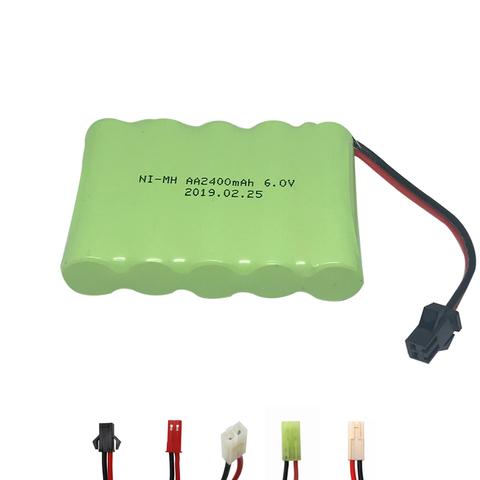 6V 2400mAh Ni-MH Rechargeable AA Battery with SM 2P Plug for RC Car and Other Similar Remote Control Toys 6 V nimh battery ► Photo 1/6