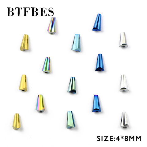BTFBES Conical Austrian crystal Spacer beads 4*8mm 70pcs Tower Shape Plating Color Loose Beads For Jewelry Bangle Accessories DY ► Photo 1/6