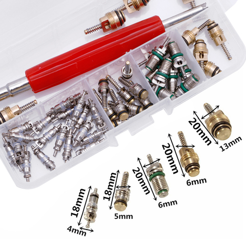 50Pcs A/C Core Valve R12/ R134A Auto Car Air Conditioning Assortment Remover Kit ► Photo 1/1