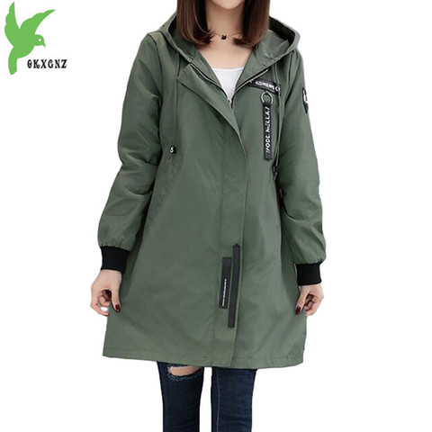 Trench coat Womens 2022 Spring Autumn Hoodies top Plus size Slim Students Baseball clothes Medium length Windbreaker Coats A1934 ► Photo 1/6