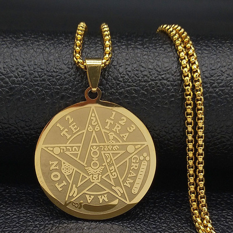 Witchcraft Pentagram Stainless Steel Chain Necklaces for Men Gold Color Necklaces Pendants Jewelry cadenas para hombre N1163S02 ► Photo 1/6
