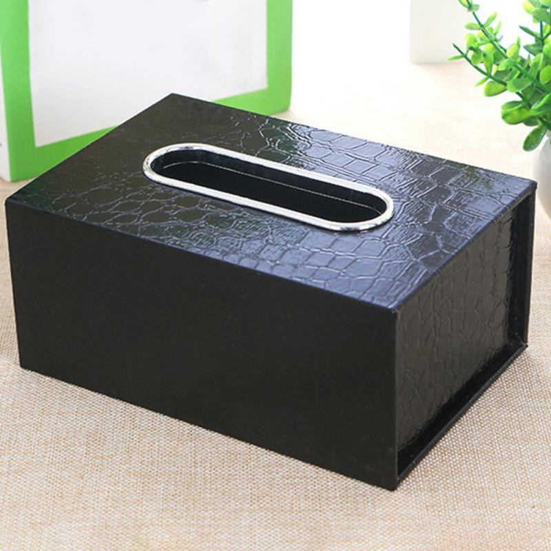 Rectangular PU Leather Tissue Box Cover Holder Napkin Container Marble 