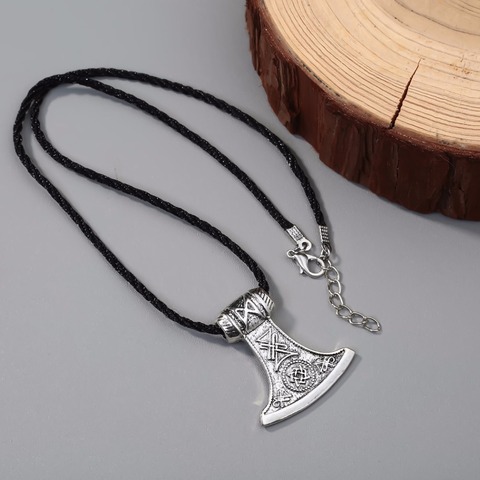 Kinitial Vintage Thor's Hammer Mjolnir Pendant Necklace Viking Scandinavian Norse Cross Knot Charm Necklaces Men Gift Jewelry ► Photo 1/6