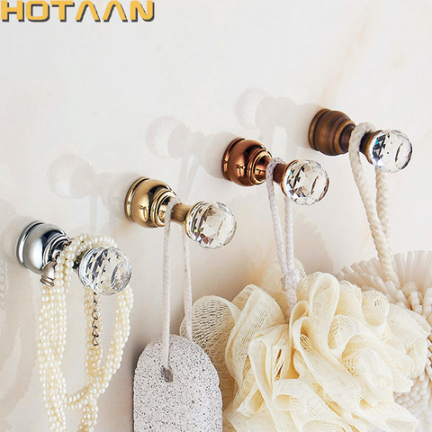 Crystal Hook Antique Brass Wall Clothes Rack Cloth Hook Wall Hook Robe Hook For Bathroom Accessory Hanger Copper Material YT3011 ► Photo 1/6