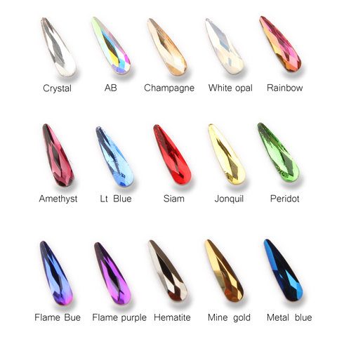15 Color 30/100pcs/lot Nails Art Rhinestone Flat Shape Water Drop Colorful Stones For 3D Nail Art Decoration Free shipping ► Photo 1/6