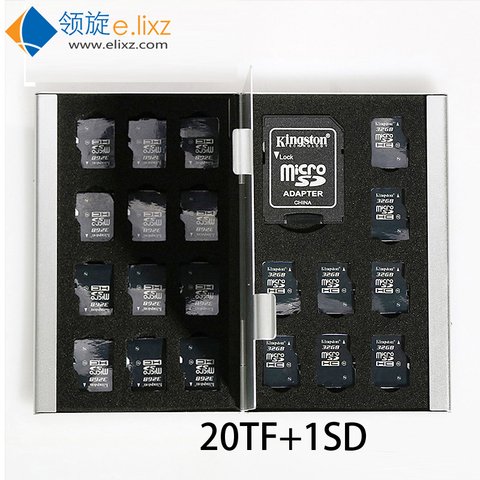 2017 Silver Red Blue Gold 21 In 1 Aluminum Storage Box Bag Memory Card Case Holder Wallet Large Capacity For 1* For Sd 20*mirco ► Photo 1/6