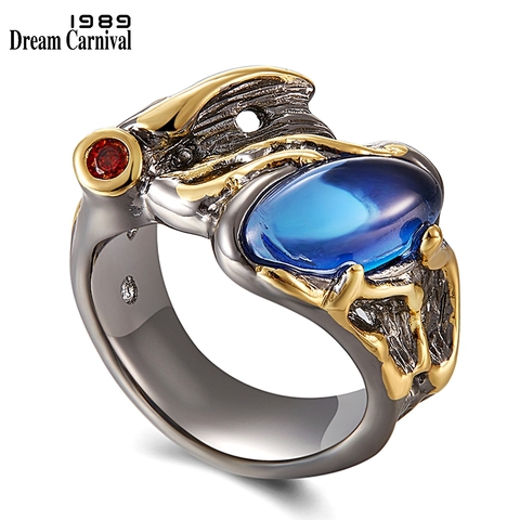 DreamCarnival 1989 New Gothic Ring for Women Vintage Horse Eye Shape Blue Zirconia Stone Jewelry Lady Party Must Have WA11645 ► Photo 1/6