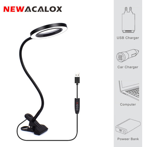 NEWACALOX Large Magnifier Soldering Stand USB LED Light 3X /5X Magnifying Glass for Reading Working Welding DIY Repair Hand Tool ► Photo 1/6