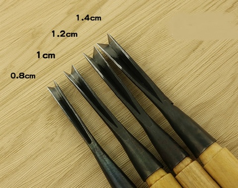 NEW 4pcs/set 0.8-1.3cm V Type Tap Exposedness Triangle Chisel Woodworking Chisels  Woodcut Knife  FOR Carving Blank Tools ► Photo 1/5