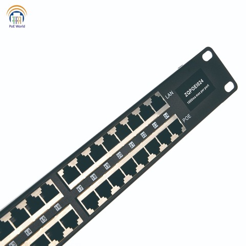 Passive PoE injector 24 Port Mid-span POE Patch Panel, Rack mount PoE Injector powered up to 24 IP Cameras CCTV Security camera ► Photo 1/6