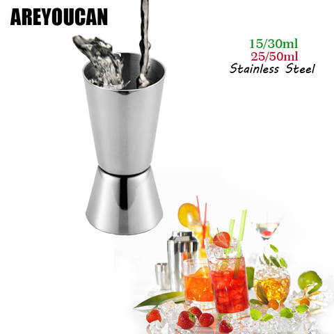 AREYOUCAN New Arrival 15-30ml 25-50ml Double End Jigger Shot Measure Cup Cocktail Drink Wine Shaker Stainless Bar Accessories ► Photo 1/6