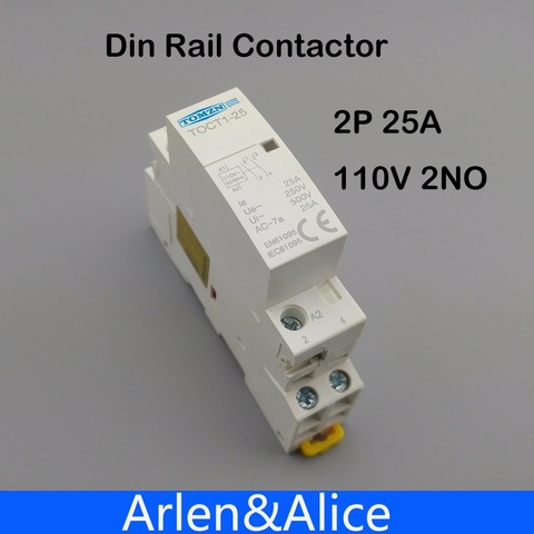 TOCT1 2P 25A 110V COIL 50/60HZ Din rail Household ac Modular contactor 2NO ► Photo 1/6