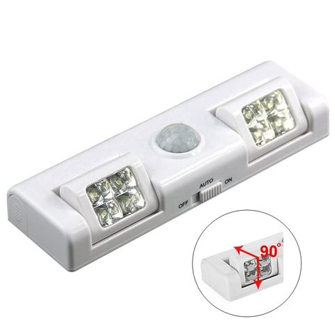 90 Degree 8 LED Under Cabinet Light PIR Motion Sensor Light Wardrobe Cupboard Closet Kitchen Lamp Night Light Battery Power ► Photo 1/6