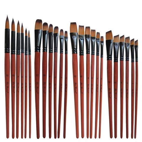 Nylon Hair Oil Paint Brush Round Filbert Angel Flat Acrylic Learning Diy Watercolor Pen for Artists Painters Beginners, 6Pcs/set ► Photo 1/6