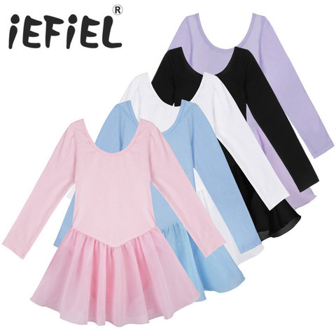 iEFiEL Girls Long Sleeve Ballet Dancer Leotard Tutu Dress Princess