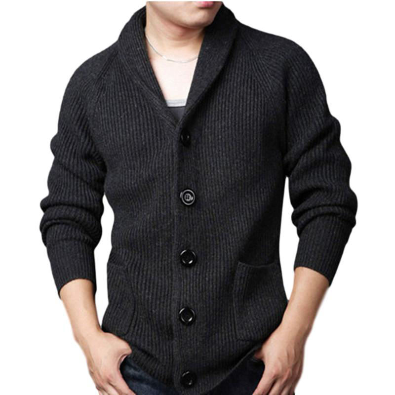 Idopy Men's Casual Slim Thick Shawl Collar Wool Cardigan Sweaters With Pockets For Male Knit Coat ► Photo 1/6