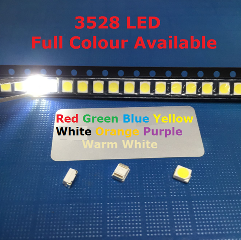 100pcs 3528 LED SMD White Chip PLCC Ultra Bright Surface Mount 20mA 3V 7-8LM Light-Emitting Diode LED 1210 SMT Lamp Light Red ► Photo 1/6