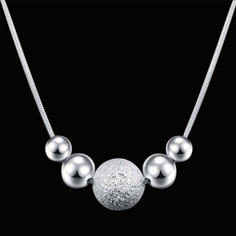 Charms wedding party silver color cute lady bead women necklace jewelry silver jewelry fashion cute beads chain necklace LN019 ► Photo 1/5