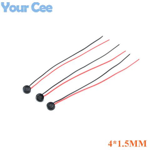 5 pcs Electret Condenser MIC Capacitive Electret Microphone 4mm x 1.5mm for PC Phone MP3 MP4 with 2 Leads wire wire length:5.5CM ► Photo 1/5