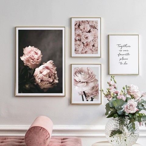 Modern Romantic Light Pink Peonies Flowers Canvas Paintings Gallery Posters Prints Wall Art Pictures Bedroom Interior Home Decor ► Photo 1/6