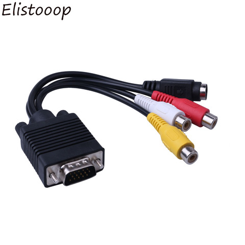VGA SVGA to S Video 3 RCA Converter AV TV Out Cable Adapter RCA Female Connector Video Cable for Laptop PC HDTV Monitor ► Photo 1/5
