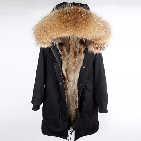 MaoMaoKong Real Fur Parka Men Winter Jacket Real Raccoon Fur Hooded Coat Nature Raccoon Fur Lining Jackets Man Real Fur Coat ► Photo 1/6