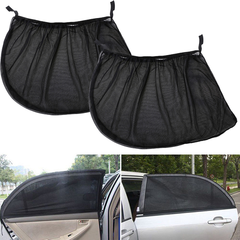 2Pcs Car Sun Visor Rear Side Window Sun Shade Mesh Fabric Sun Visor Shade Cover Shield UV Protector Black Auto Sunshade Curtain ► Photo 1/6