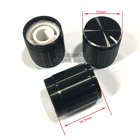 10pcs Potentiometer Cap 15mm*16.5mm Black Bright Edge Half Shaft Hole D-Shaped Inner Hole 6mm Aluminum Alloy Knob ► Photo 1/3