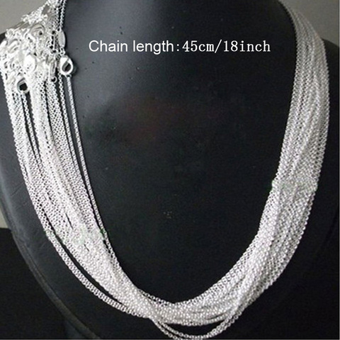 Wholesale Price 5pcs/Lot 18''45cm Simple Fashion 925 Silver 1mm Basic Chain Necklaces Women Jewelry ► Photo 1/6