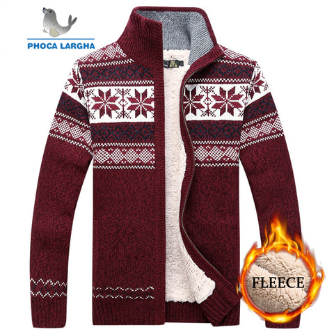 Men Velvet Sweatercoat Winter pattern style Wool Cardigan Male Casual Thicken Warm fleece Christmas Sweater for Man Hombre ► Photo 1/6