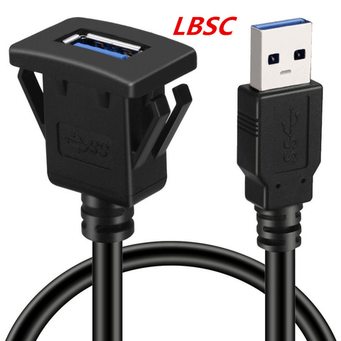 100CM Car Dash Flush Mount USB-Port Panel Dual USB-Extension-Adapter Cable
