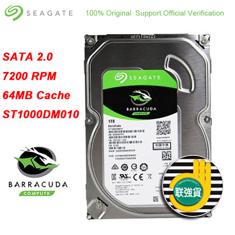 Seagate BarraCuda 1 TB 3.5 Inch Internal Hard Drive SATA 3.0 Form Factor HDD 7200 RPM SATA 6Gb/s 64MB Cache Hard Drive Disk ► Photo 1/6
