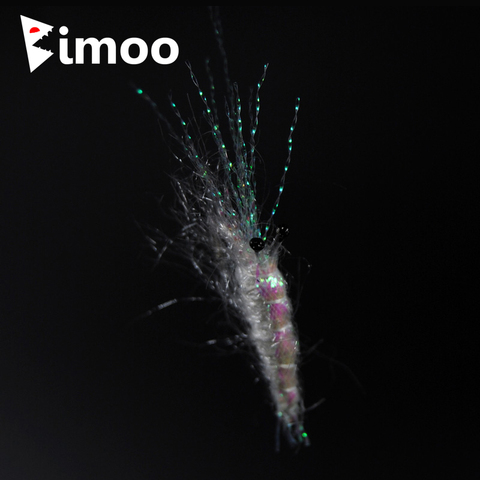 Bimoo 4PCS #1 Artificial Shrimp Fly Bait Pearl Back Flash Shrimps for Trout Saltwater Sabiki Fishing ► Photo 1/2