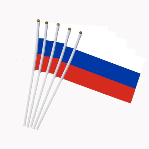  14x21cm  5pcs Small Russian flag with Plastic Flagpoles Activity parade Sports Home Decoration  NC006 ► Photo 1/1