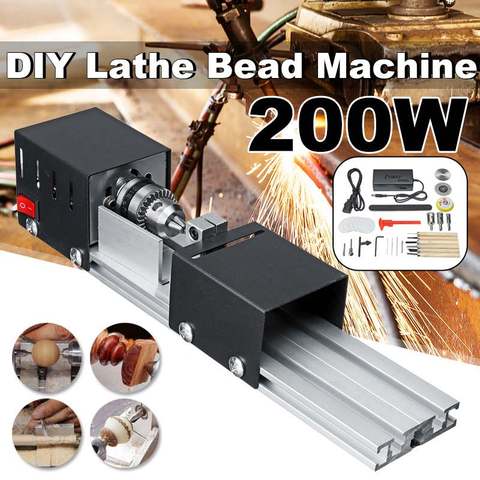 200w Cnc Mini Lathe Machine Tool Torno Diy Woodworking Wood Milling Grinding Polishing Beads Drill Rotary Set Alitools - Diy Cnc Lathe Wood