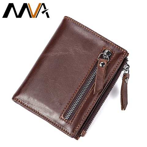 MVA Men Wallets Genuine Leather Wallets for Credit Card Holder Zip Small Wallet Man Leather Wallet Short Slim Coin Purse Men 604 ► Photo 1/6