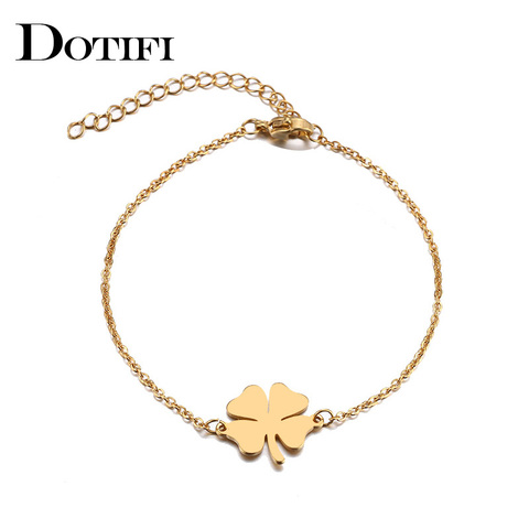 DOTIFI For Women Stainless Steel Bracelet  Lucky Clover Gold and Silver Color Pulseira Feminina Lover Engagement Jewelry ► Photo 1/6