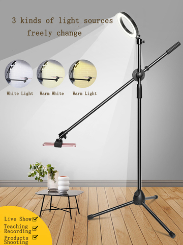 Dimmable Beauty LED Fill Light Ring Lamp Adjustable Phone Photography Shooting Bracket Stand Boom Arm Photo Studio Kits for Live ► Photo 1/6