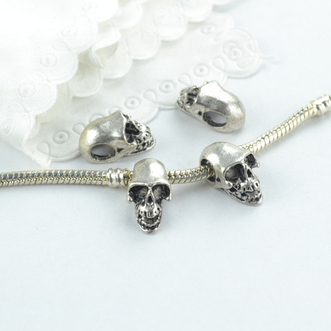 10 pcs Silver Plated skull Charms alloy Pendants for Bracelet Necklace Jewelry Making Accessories DIY 1881 ► Photo 1/2