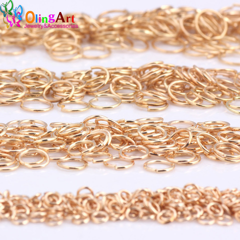 OlingArt KC Gold plating Jump Ring 3mm/4mm/5mm/6mm/7mm/8mm link loop Mixed size DIY Jewelry making Connector Wire diameter 0.7MM ► Photo 1/6