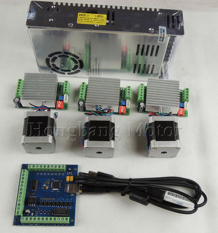 mach3 CNC USB 3 Axis Kit, 3pcs TB6600 stepper driver+ mach3 USB stepper motor controller 100 KHz+3pcs nema17 motor +power supply ► Photo 1/3