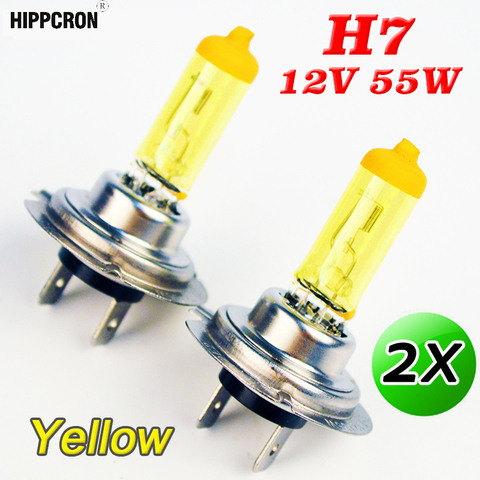 Hippcron H7 Halogen Bulb 12V 55W Yellow 3000K Xenon Bright Quartz Glass Car Headlight Auto Lamp 2 PCS ► Photo 1/5