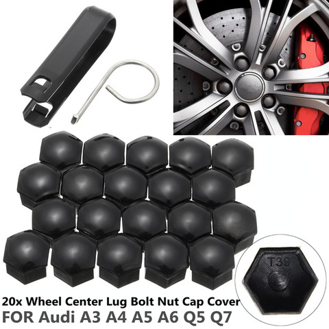 20 x Black wheel nut bolt covers To Fit Audi Q7 