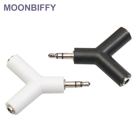 MOONBIFFY 3.5mm Double Jack Adapter to Headphone for Samsumg for iPhone MP3 Player Earphone Splitter Adapter white/black ► Photo 1/6