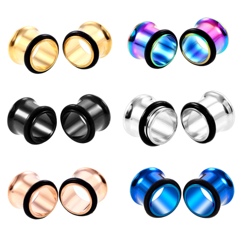 PAIR 316l Surgical Steel Single Flared Ear Flesh Hollow Tunnel Plug 1.6mm-10mm Ear Gauges Expander Stretcher Piercing Jewelry ► Photo 1/6