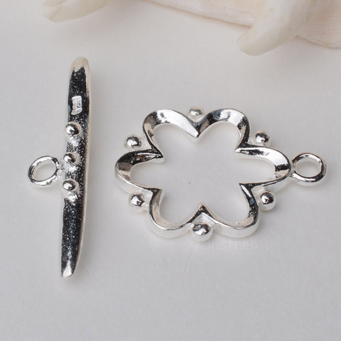 clasp,solid 925 sterling silver clasp, flower toggle clasp buckle for sterling silver necklace/bracelet jewelry making ,1piece ► Photo 1/4