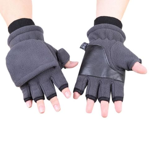 Women Men Winter Polar Fleece Half Finger Flip Gloves Double Layer Thicken Touch Screen Fingerless Convertible Mittens Wrist War ► Photo 1/6