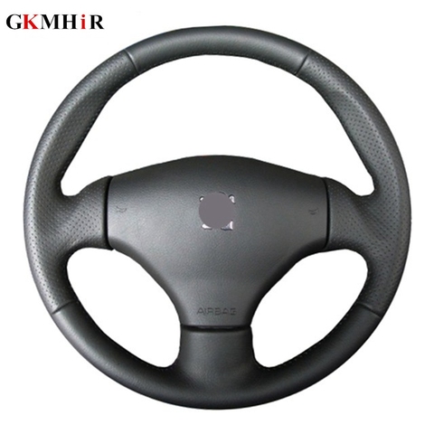 DIY Artificial Leather steering cover Hand-Stitched Black Car Steering Wheel Cover for Peugeot 206CC 2005 206 2003 ► Photo 1/6